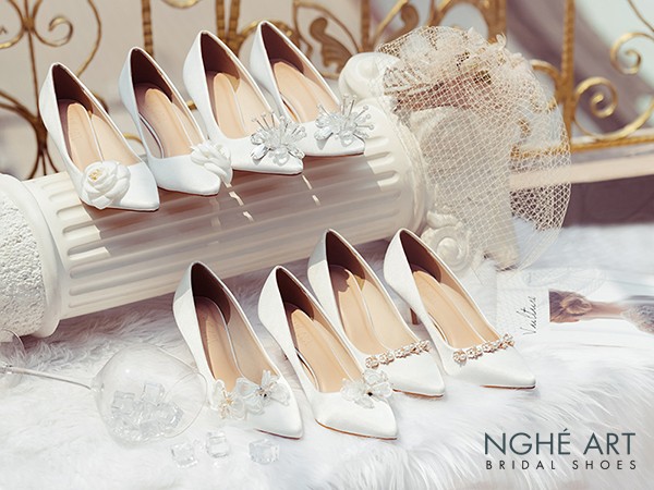 Thế giới giày cưới cao gót màu trắng – Nơi nàng tìm thấy giấc mơ tại Nghé Art Bridal Shoes