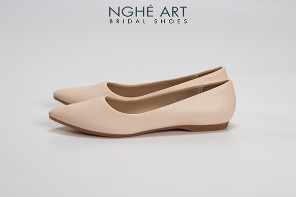 Giày cưới Nghé Art basic bệt búp bê bít mũi 194 - Nude