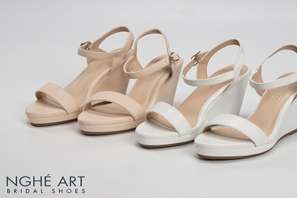 Giày cưới Nghé Art basic đế xuồng quai sandal 236 - Nude