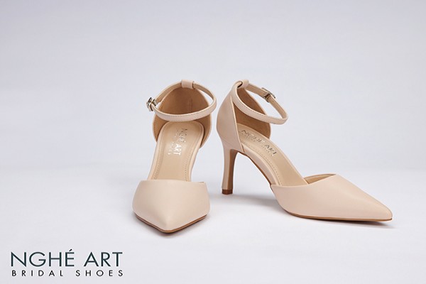 Giày cưới Nghé Art basic quai hậu 9 phân 340 - Nude - 9 phân
