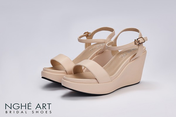 Giày cưới Nghé Art basic cao gót đế xuồng 304 - Nude