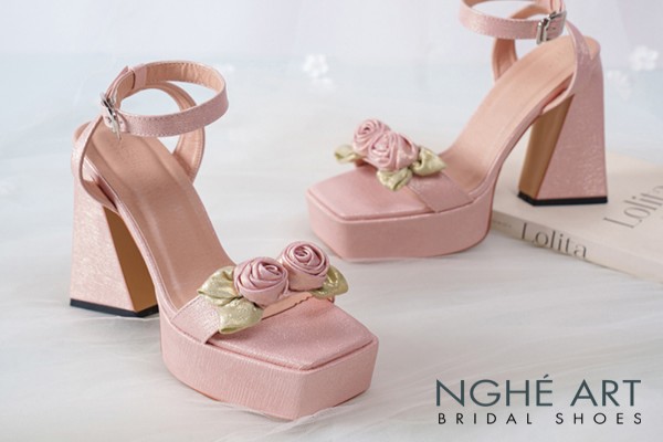 Giày cưới Nghé Art Rose Candy sandal 13p 559-531-hong-pastel-4b - Hồng pastel - 13 phân