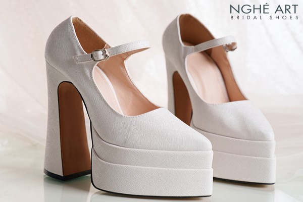 Giày cưới Nghé Art basic cao gót 15 phân 546-15P-NHU-TRANG - Trắng - 15 phân