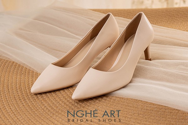 Giày cưới Nghé Art basic bít mũi 227-6P-DA - Nude - 6 phân