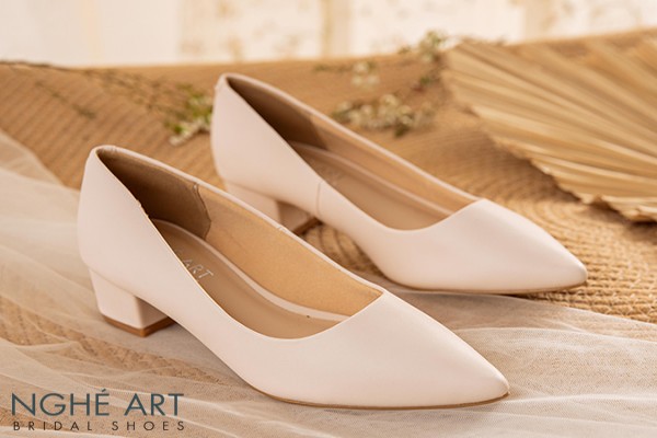 Giày cưới Nghé Art basic gót vuông 274-4P-DA - Nude - 4 phân