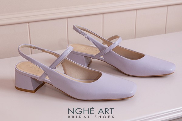 Giày cưới Nghé Art basic dáng slingback 5 cm 565-5P-DA-TIM - Tím - 5 phân