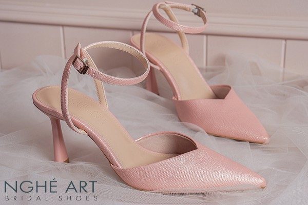 Giày cưới Nghé Art basic cao gót 590-9P-NHU-HONG - Hồng pastel - 9 phân